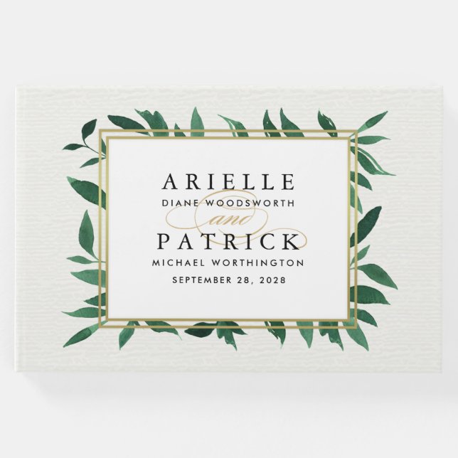 Verdure Aquarelle Botanique Mariage Livre d'or (Devant)