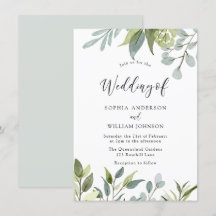 Verdure Aquarelle Feuille Faire-part de mariage