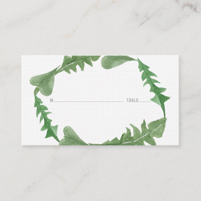 Verdure Aquarelle Foliage Mariage Cartes de Place (Devant)