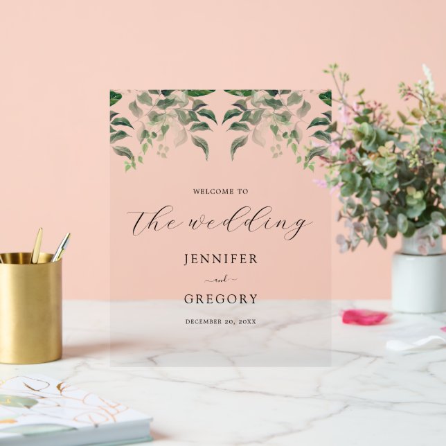 Verdure Botanique Aquarelle Mariage Bienvenue (Mariage)