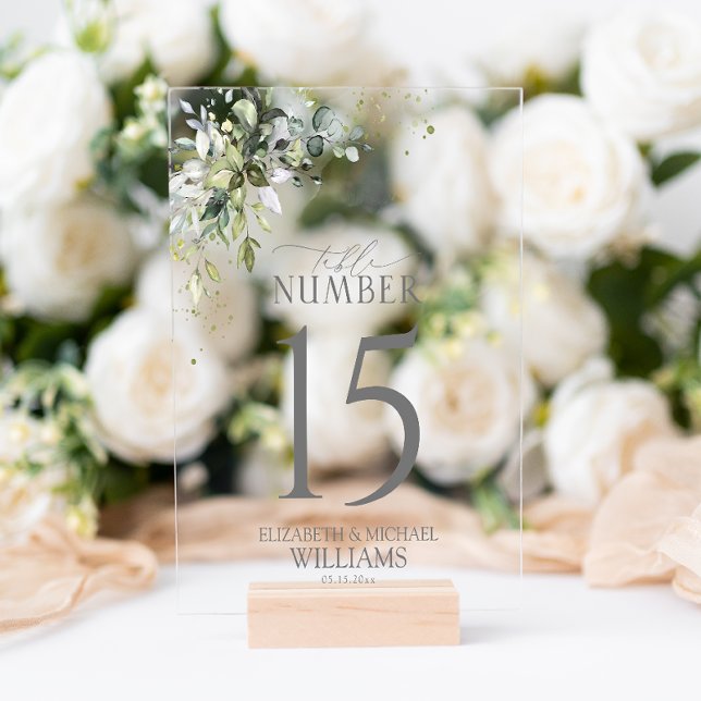 Verdure botanique Réception aquarelle florale (Wedding Table Number!
)