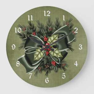 Verdure de vacances et horloge vert-foncé de Noë