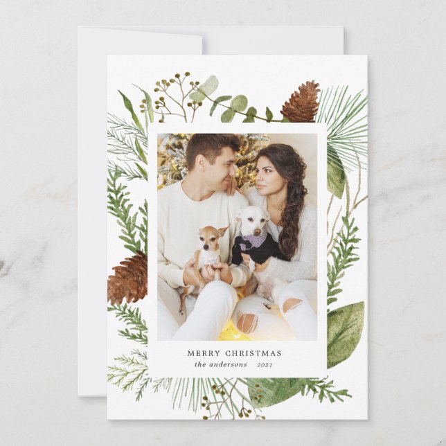 verdure d'hiver joyeux noël carte photo (Devant)