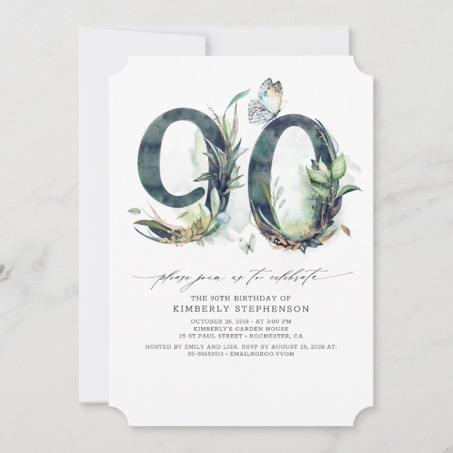 Verdure et or 90e anniversaire Invitation (Devant)