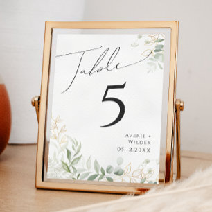 Verdure et or   Numéro de table
