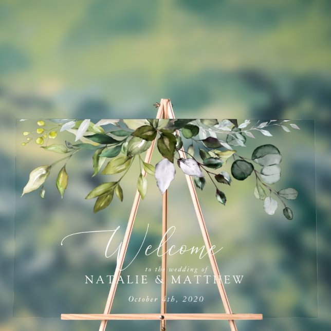 Verdure, Eucalyptus Feuilles, Mariage Bienvenue (Neutre)