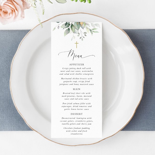 Verdure, Feuilles d'eucalyptus, Boho, Menu de bapt (Créateur téléchargé)
