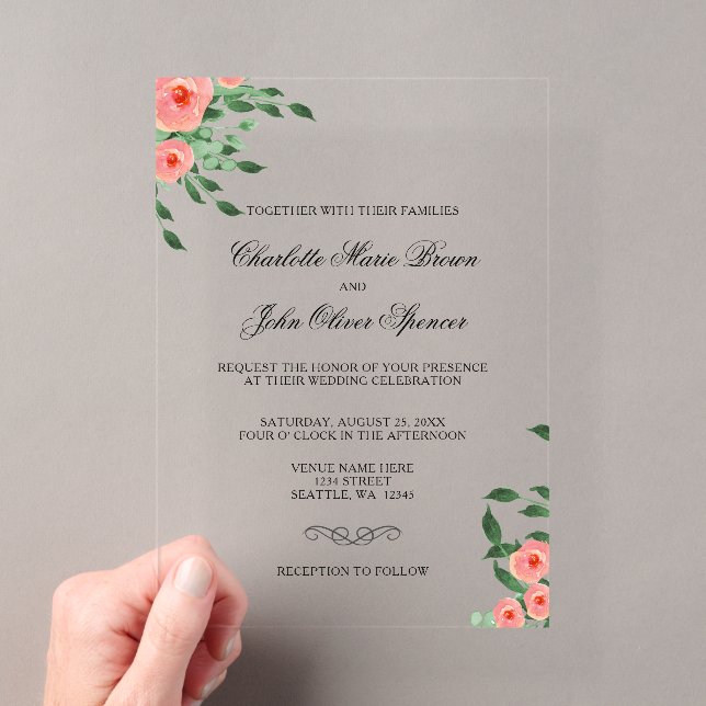 Verdure Fleurs de Pêche Simple Invitations de mari (In situ (ordinateur de poche))