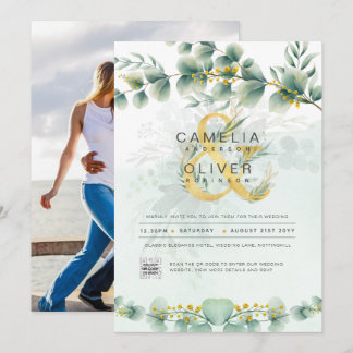 Verdure moderne Faire-part de mariage botanique or