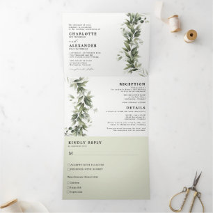 Verdure Monochromati Tout en un Mariage Tri-Fold