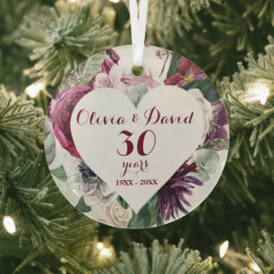 Verdure rose 30e anniversaire ornement céramique