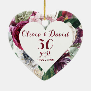 Verdure rose 30e anniversaire ornement céramique