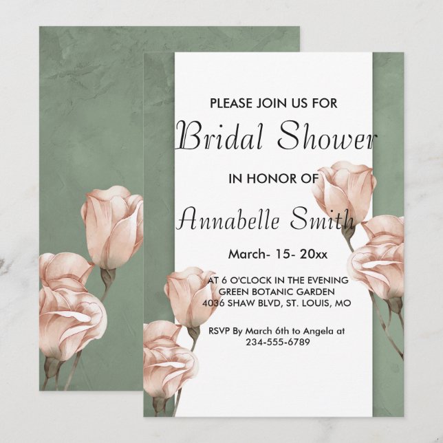 verdure tendance Nuptiale Douche Invitation (Devant / Derrière)