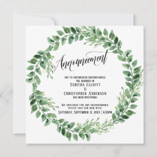 Verdure Wreath reportée Faire-part Mariage