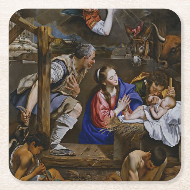 Verehrung der Hirten - Juan Bautista Maino Rechteckiger Pappuntersetzer (Vorderseite)