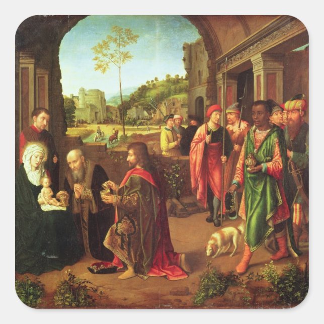 Verehrung der Magi Quadratischer Aufkleber (Vorderseite)