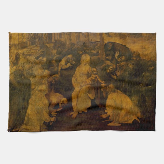 Verehrung der Weisen durch Leonardo da Vinci Küchentuch (Horizontal)