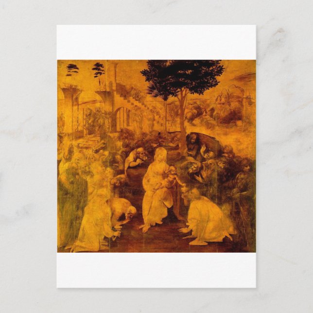 Verehrung der Weisen durch Leonardo da Vinci Postkarte (Vorderseite)