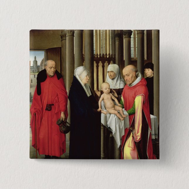 Verehrung der Weisen: Rechte des Triptychons Button (Vorderseite)
