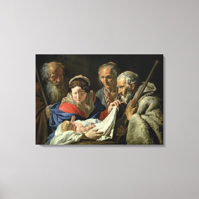Verehrung des Säuglings Jesus Leinwanddruck (Vorderseite)