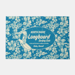 Verein, der Longboard Logo und Hibiskus-Azurblau Fußmatte
