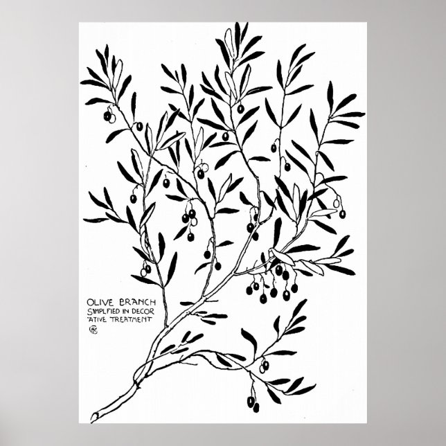 Vereinfachter Olivenzweig Poster (Vorne)