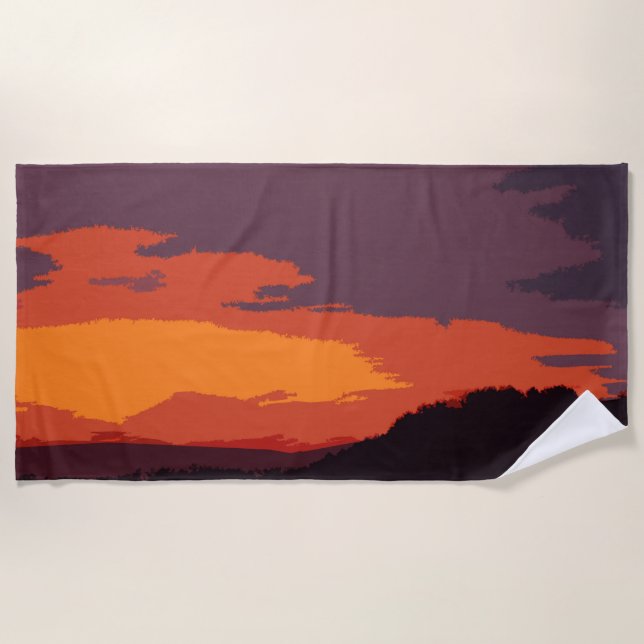 Vereinfachter Sonnenuntergang Strandtuch (Vorderseite)