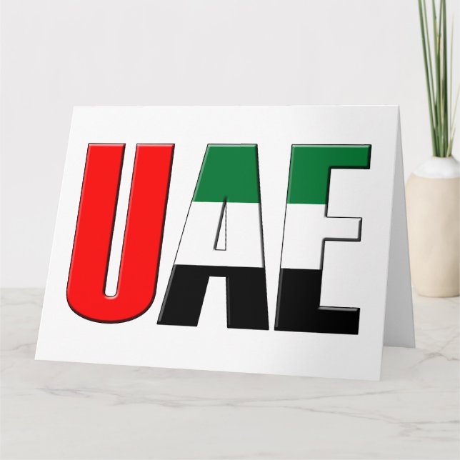Vereinigte Arabische Emirate Flaggenfarben Typogra Karte (Vorderseite)