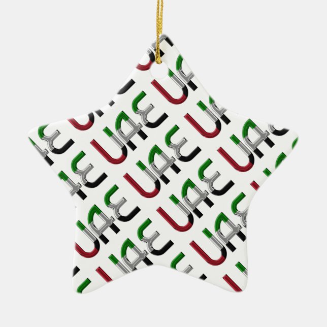 Vereinigte Arabische Emirate Flaggenfarben Typogra Keramikornament (Vorne)