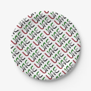 Vereinigte Arabische Emirate Flaggenfarben Typogra Pappteller
