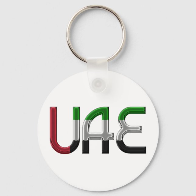 Vereinigte Arabische Emirate Flaggenfarben Typogra Schlüsselanhänger (Vorderseite)