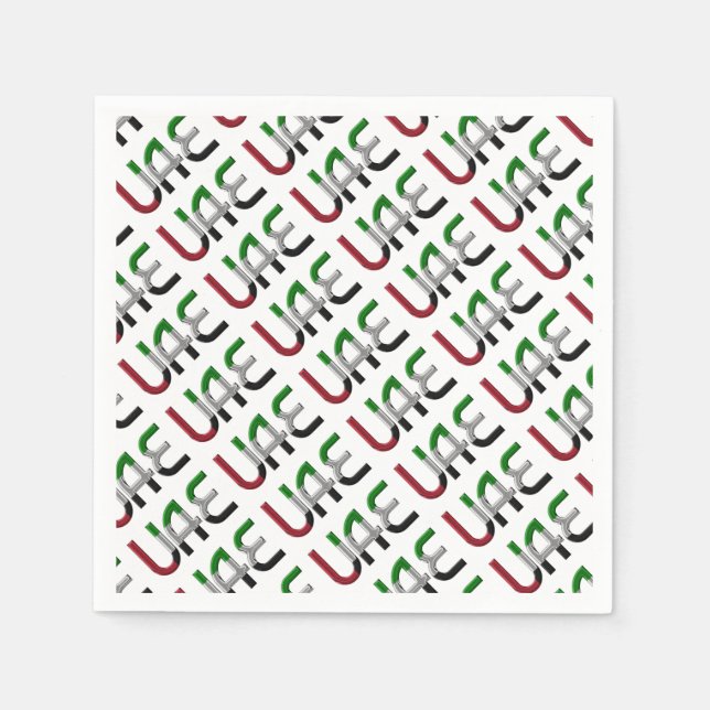 Vereinigte Arabische Emirate Flaggenfarben Typogra Serviette (Vorderseite)