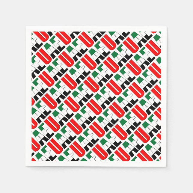 Vereinigte Arabische Emirate Flaggenfarben Typogra Serviette (Vorderseite)