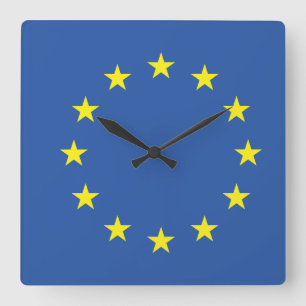 Vereinigte Europa-Flagge Quadratische Wanduhr