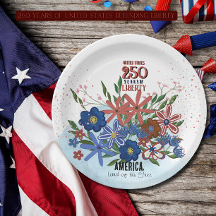 Vereinigte Staaten 250 Jahre Florale Patriotismus Pappteller