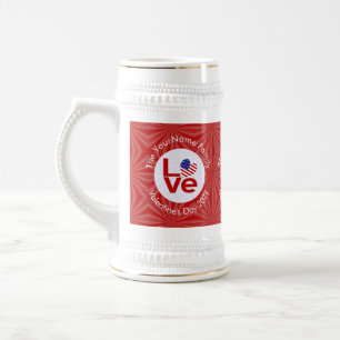 Vereinigte Staaten Amerika Rot LOVE Flagge Persona Bierglas