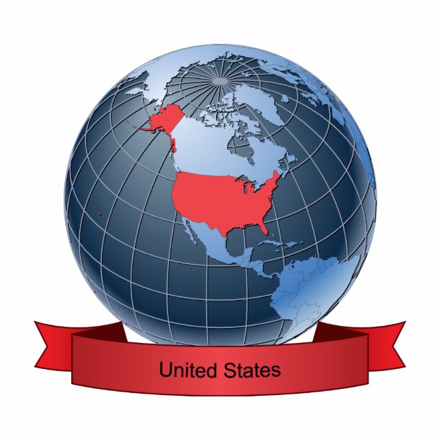 Vereinigte Staaten auf der Welt Fotoskulptur Magnet (Vorne)