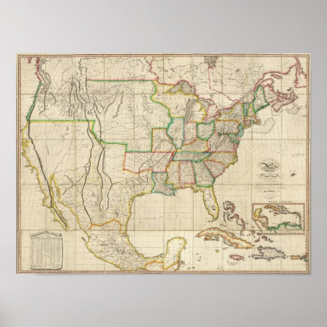 Vereinigte Staaten mit den benachbarten Briten Poster (Vorne)