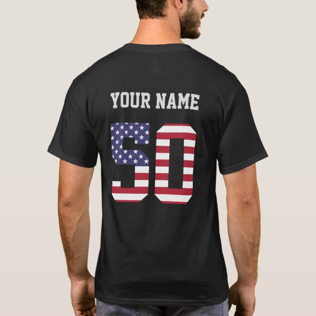 Vereinigte Staaten Nummer 50 Personalisierter T -  T-Shirt (Rückseite)