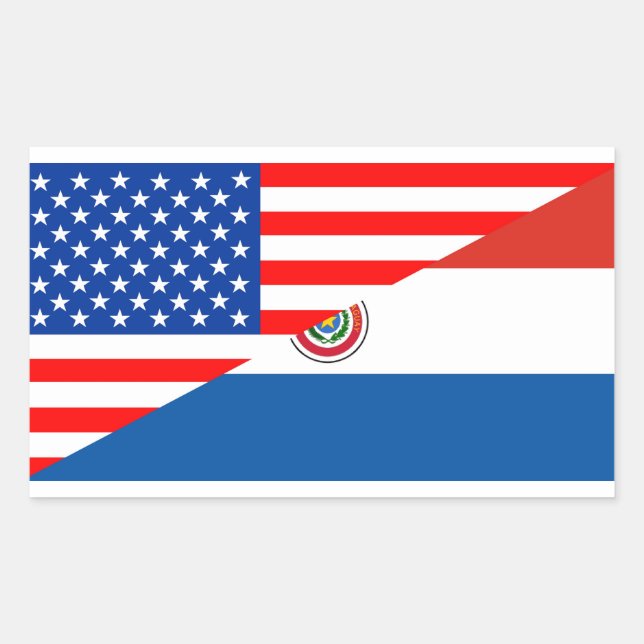 Vereinigte Staaten Paraguay Halbfahne Rechteckiger Aufkleber (Vorderseite)