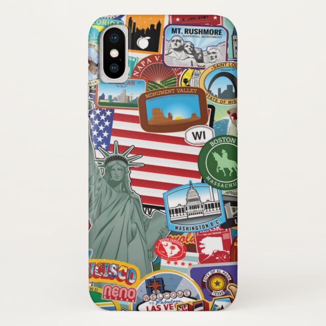 Vereinigte Staaten reisen Aufkleber-Muster Case-Mate iPhone Hülle (Rückseite)