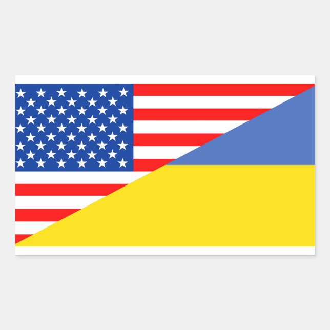 Vereinigte Staaten ukrainische Halbflagge Rechteckiger Aufkleber (Vorderseite)