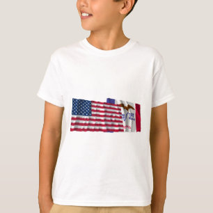 Vereinigte Staaten und Iowa-Wellenflaggen T-Shirt