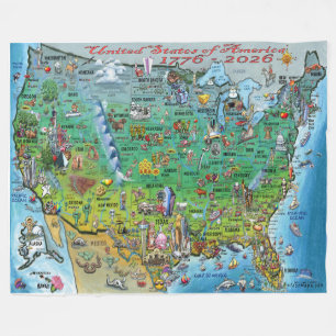 Vereinigte Staaten von Amerika Spaß-Karte Poster Fleecedecke