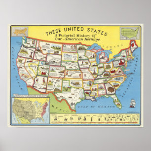 Vereinigte Staaten zeichnen - amerikanisches Erbe Poster