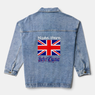 Vereinigtes Königreich Britische Flagge Weiß Perso Jeansjacke