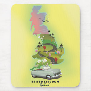 Vereinigtes Königreich "By Road" Vintage Reiseplak Mousepad