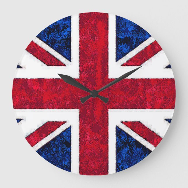 VEREINIGTES KÖNIGREICH FLAG Clock Große Wanduhr (Vorderseite)
