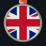 Vereinigtes Königreich Silbernes Ornament<br><div class="desc">Flagge des Vereinigten Königreichs. Vollständig anpassbar. Das Vereinigte Königreich Großbritannien und Nordirland verwendet als Nationalflagge das königliche Banner namens Gewerkschaft Flag oder, wenn es auf See geflogen wird, Union Jack. Das aktuelle Design der Gewerkschaft Flag stammt aus der Gewerkschaft von Irland und Großbritannien im Jahr 1801. Es besteht aus dem...</div>