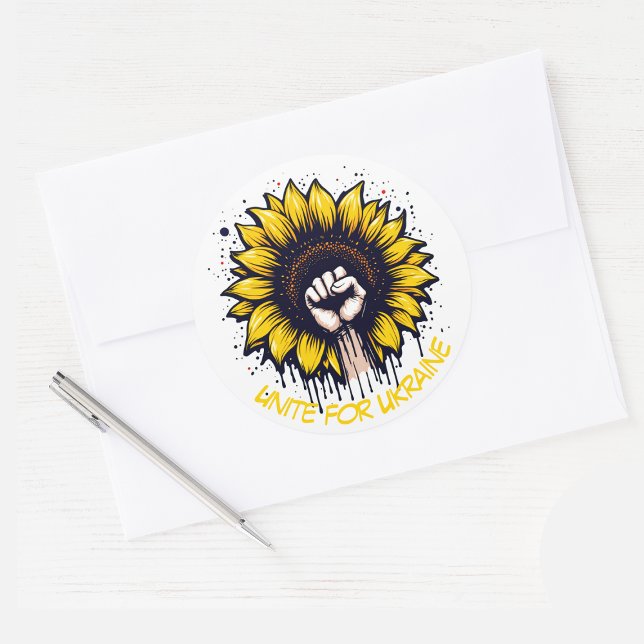 Vereinigung der Ukraine Sonnenblumen & Fist Runder Aufkleber (Von Creator hochgeladen)